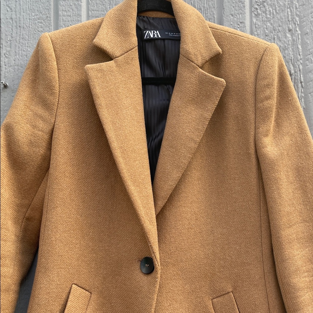 Zara Women's Camel Wool Blend Trench Coat Size: M - Picture 5 of 11